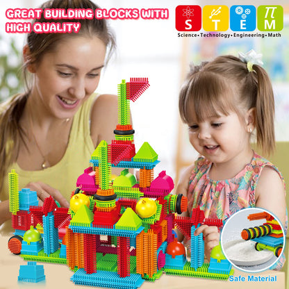 Bristle Blocks,Interlocking Building Blocks Construction Toys for 3 4 5 6 Year Old Boys Girls,Enlarge Building Toy for Creativity Skill,Durable Sensory Toys for Toddlers Christmas Birthday Gift 108PCS