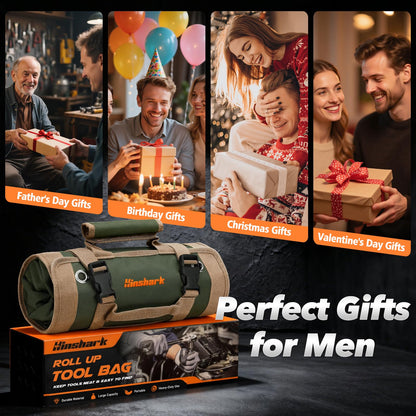 Gifts for Men Roll Up Tool Bag, Anniversary Birthday Gifts, Tools Storage