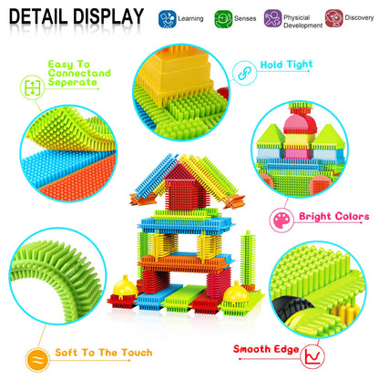 Bristle Blocks,Interlocking Building Blocks Construction Toys for 3 4 5 6 Year Old Boys Girls,Enlarge Building Toy for Creativity Skill,Durable Sensory Toys for Toddlers Christmas Birthday Gift 108PCS