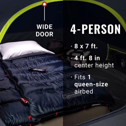 Coleman Skydome Camping Tent, 4/6/10 Person Tent for Camping, Festivals, Backyard, Sleepovers, Withstands 56 km/h Winds