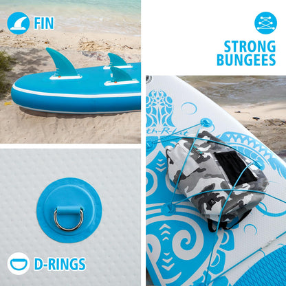 FEATH-R-LITE Stand Up Paddle Board 10'6''x33''x6'' Ultra-Light ISUP with Inflatable Paddleboard Accessories,Three Fins,Adjustable Paddle, Pump,Backpack, Leash, Waterproof Phone Bag