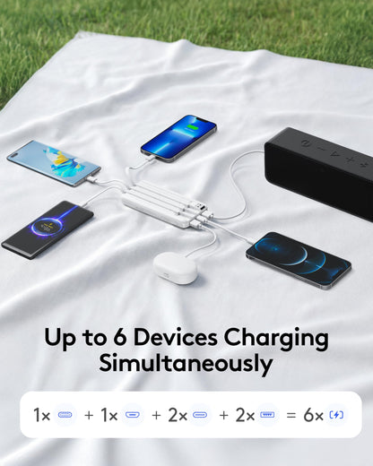 10000mAh Power Bank with Built-in Cables & LED Display | 6 Outputs 3 Inputs Portable Charger,USB-C Battery Pack Compatible with iPhone, Samsung Galaxy, Google Pixel, iPad & More