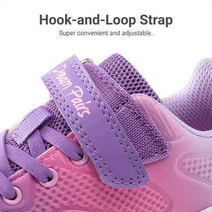 Dream Pairs Girls Running Shoes Sneaker,Purple/Hot Pink,4 Big Kid