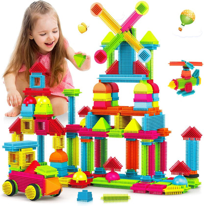Bristle Blocks,Interlocking Building Blocks Construction Toys for 3 4 5 6 Year Old Boys Girls,Enlarge Building Toy for Creativity Skill,Durable Sensory Toys for Toddlers Christmas Birthday Gift 108PCS