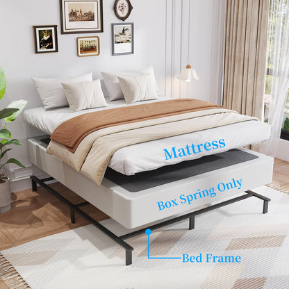 Queen Box Spring, 8 Inch Box Spring for Queen Bed, 2500 lbs Heavy Duty Metal Frame Mattress Foundation with Fabric Cover, Easy Assembly-Noise Free