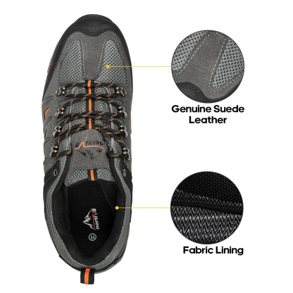 NORTIV 8 Men's Waterproof Hiking Shoes Outdoor Trailing Trekking Camping Walking Shoe Quest,Size 10,Black/Dark/Grey/Orange,Quest-1