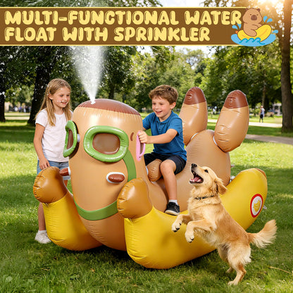 Skirfy 72" Inflatable Swimming Pool Float for Kids with Sprinkler for Yards, 3-in-1 Summer Water Toys Large Pool Raft Outdoor Party Toys