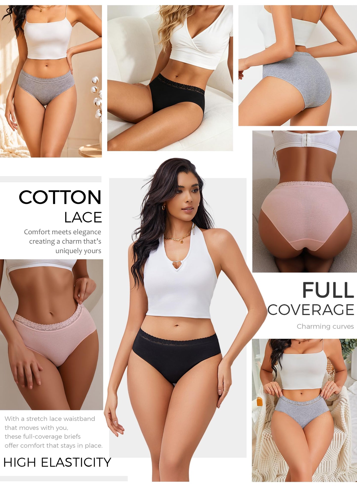 READY TO LOVE Cotton Underwear Womens Panties Ladies Bikini Clothing 6 Pack