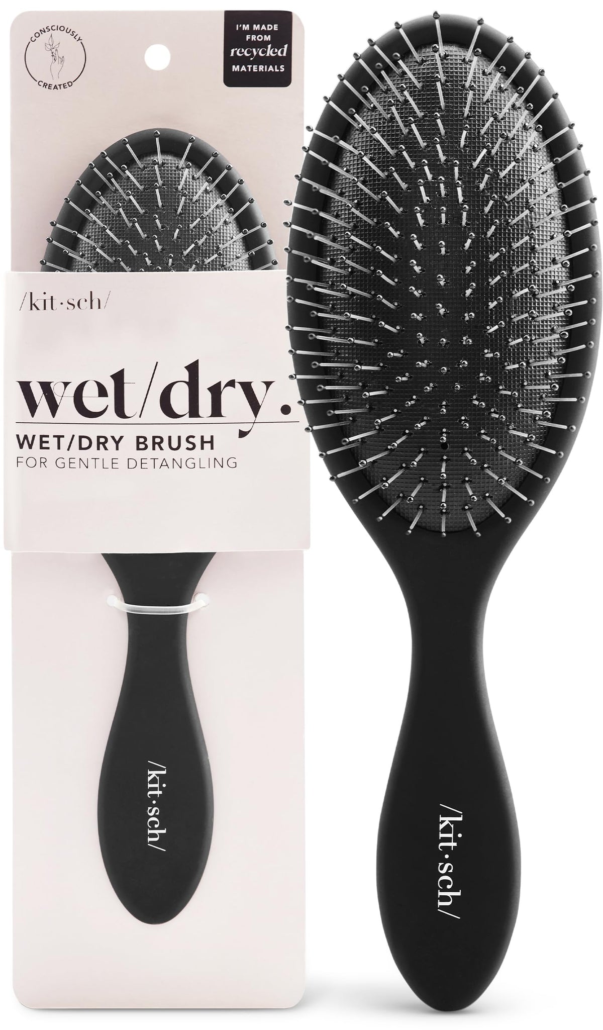 Kitsch Wet Dry Brush Detangler, Hair Brush for Women - Flexi Black