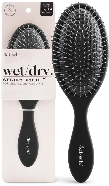 Kitsch Wet Dry Brush Detangler, Hair Brush for Women - Flexi Black