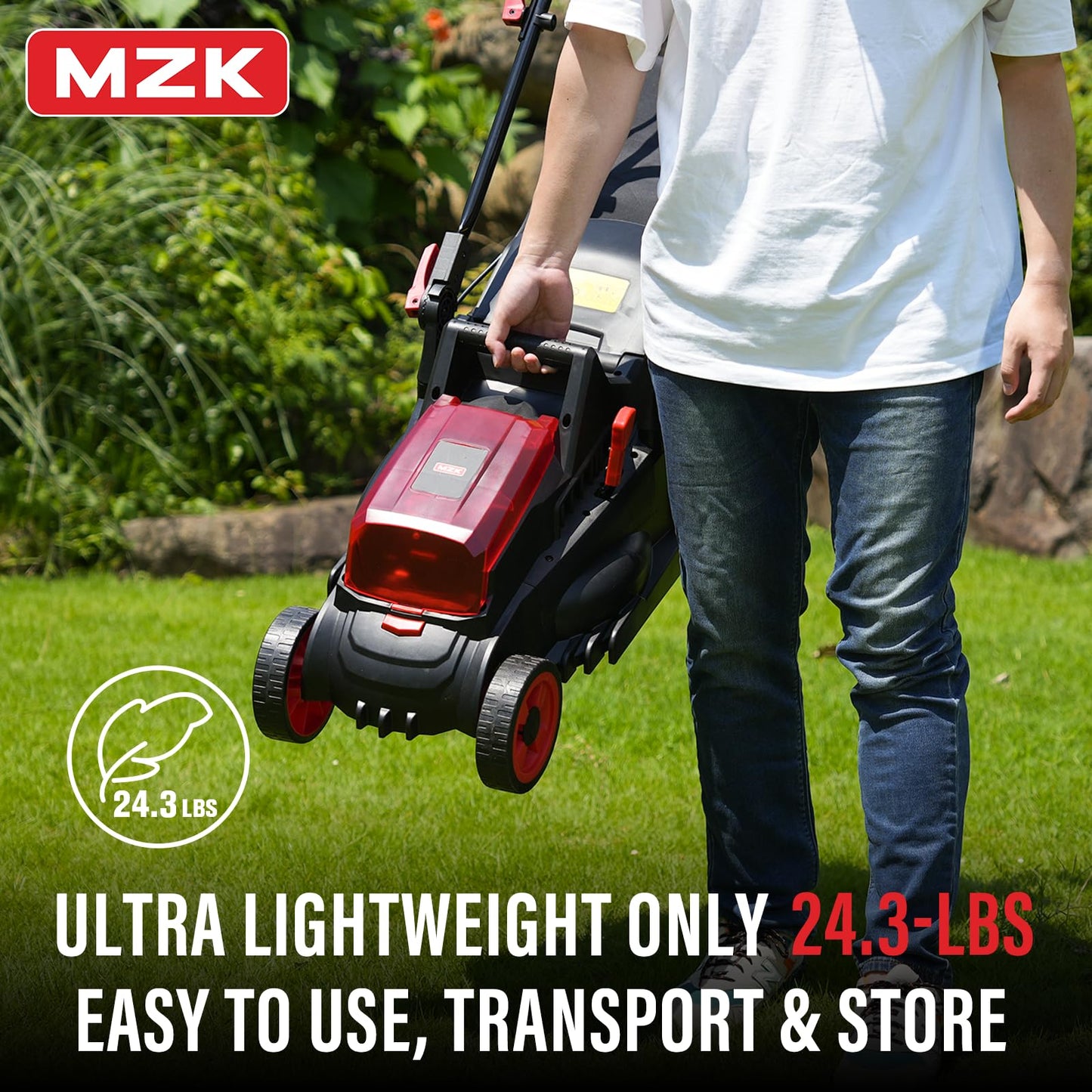 MZK 40V(2 x 20V) 13”Cordless Electric Lawn Mower,with 4-Position Height Adjustment,Compact and Lightweight Push Battery Powered Lawn Mower (LM13CA08)