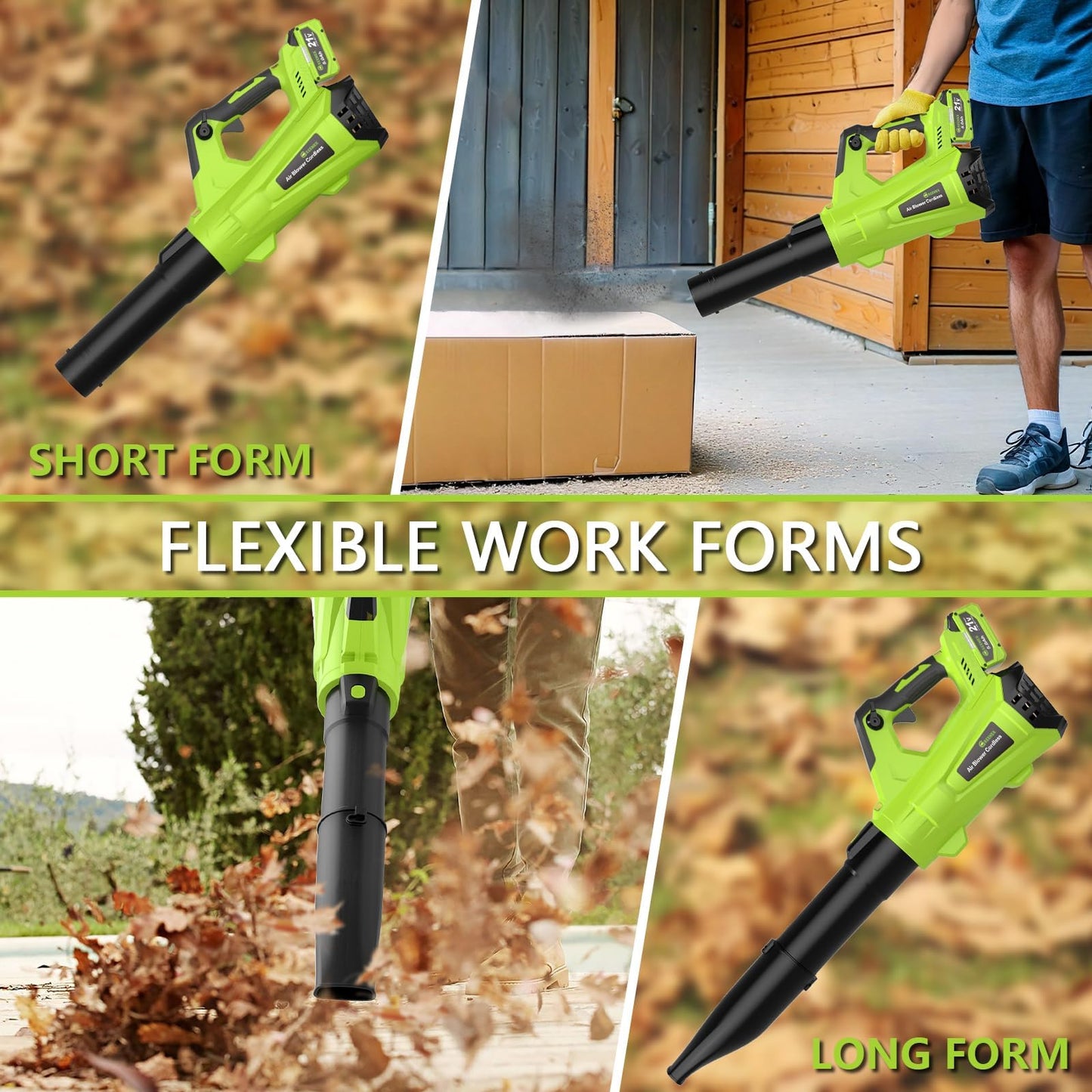 GREENER 21V Leaf Blower Cordless - 600CFM/160MPH Turbo Mode Electric Leaf Blower with 2 X 5.0Ah Battery and Fast Charger Included, Blowing Leaves and Dust, Patio Cleaning
