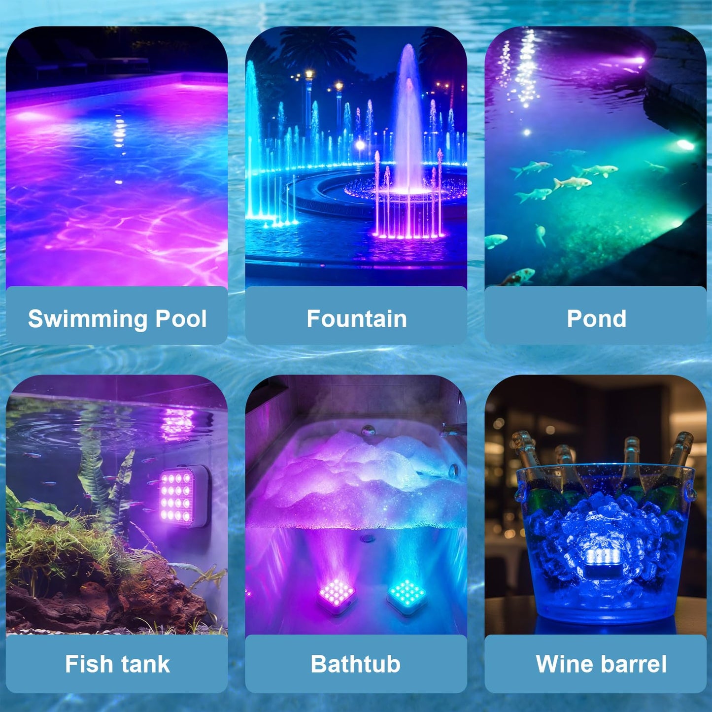 Rechargeable Submersible Pool Lights - Waterproof LED Pool Lights for Above Ground & Inground Pools, 16 Color Changing Underwater Lights with RF Remote, Magnetic Pond Lights for Hot Tub(1, WhiteA)