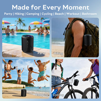DUDGSIS Portable Bluetooth Speaker Wireless, IPX7 Waterproof Dustproof Mini Speakers, 20W Loud Bass Stereo, 15H Playtime, BT5.3 & TWS, RGB Light, for Outdoor/Shower/Home/Party, Stocking Stuffers