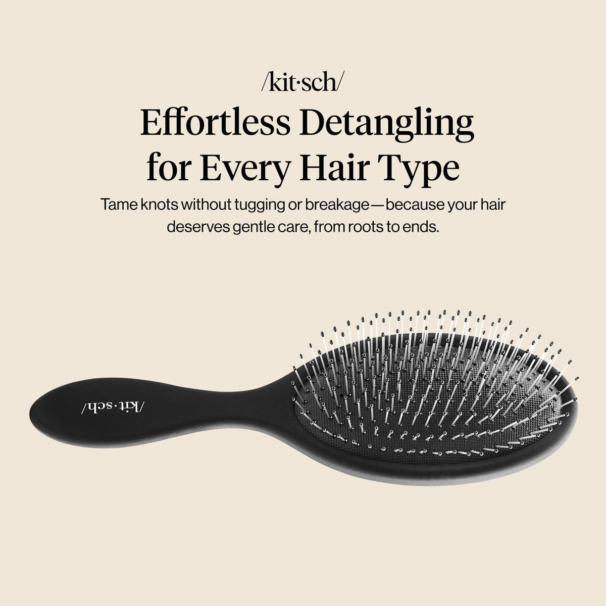 Kitsch Wet Dry Brush Detangler, Hair Brush for Women - Flexi Black