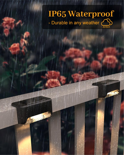 CANASUN Solar Deck Lights 16 Pack Solar Fence Light Solar Powered Outdoor Step Light IP65 Waterproof LED Pathway Light for Deck Fence Railing Garden Patio StairYard(Warm Light)