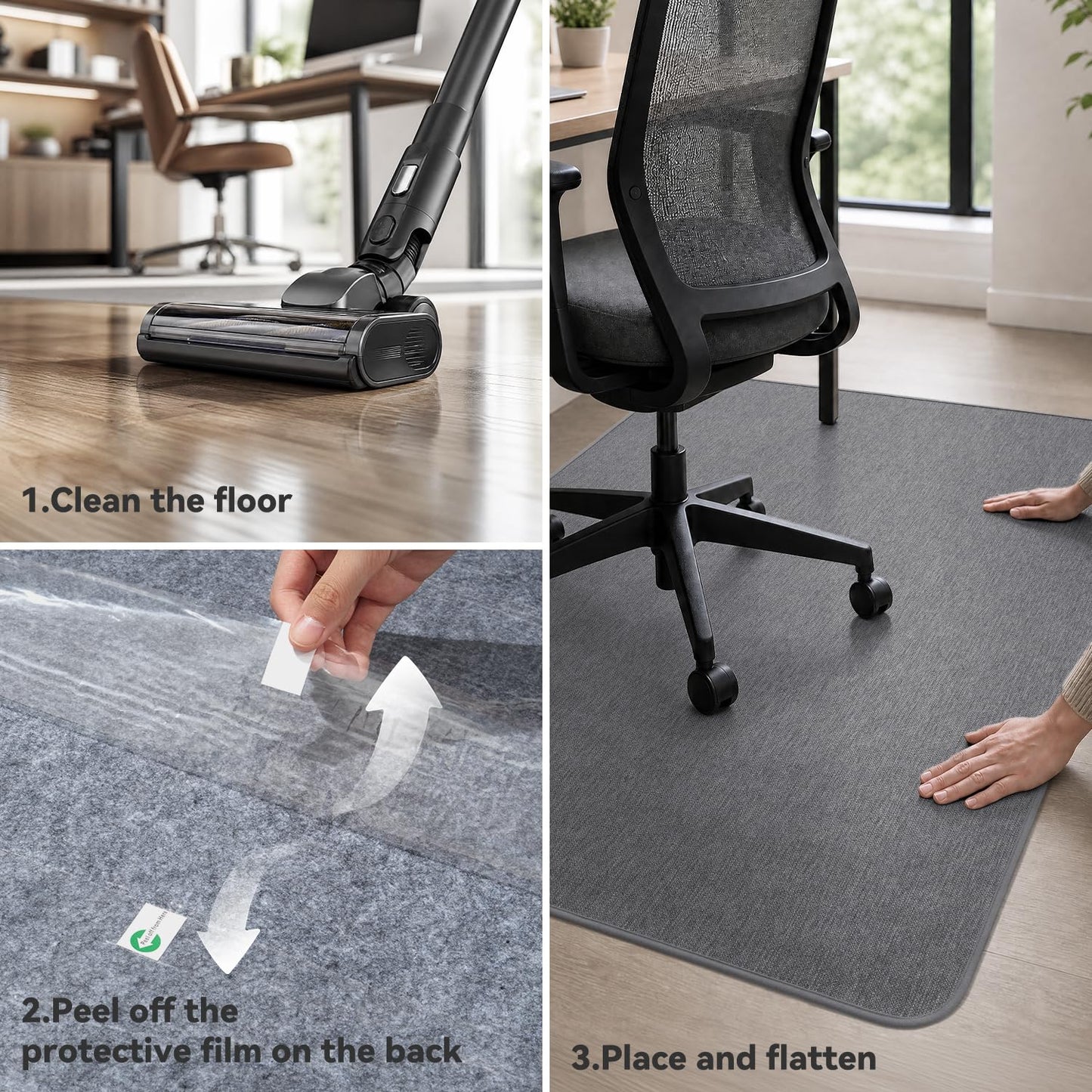 Office Chair Mat-Computer Chair Mat for Hardwood Floor 36x48in Floors Protector for Office Chair Gaming Desk Floor Chair Rug for Home Office Non Slip Rug Pad Grey