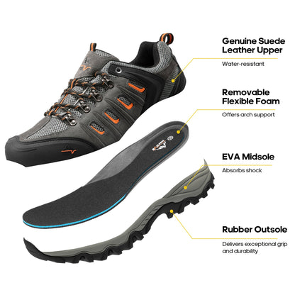 NORTIV 8 Men's Waterproof Hiking Shoes Outdoor Trailing Trekking Camping Walking Shoe Quest,Size 10,Black/Dark/Grey/Orange,Quest-1