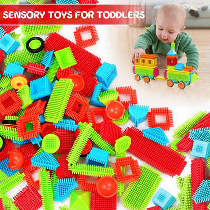 Bristle Blocks,Interlocking Building Blocks Construction Toys for 3 4 5 6 Year Old Boys Girls,Enlarge Building Toy for Creativity Skill,Durable Sensory Toys for Toddlers Christmas Birthday Gift 108PCS