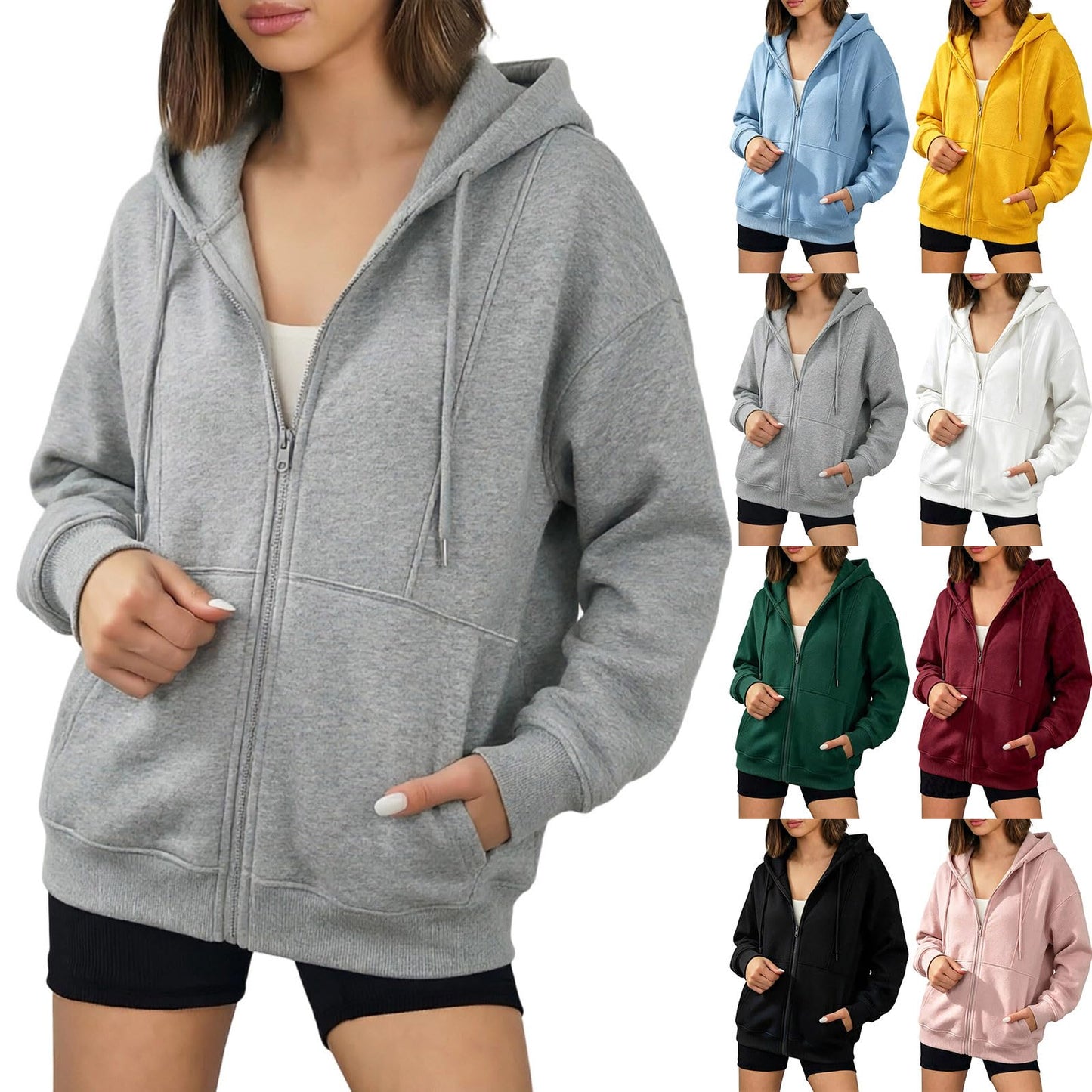 Zip Up Hoodies for Women Long Sleeve Oversized Hooded Sweatshirts