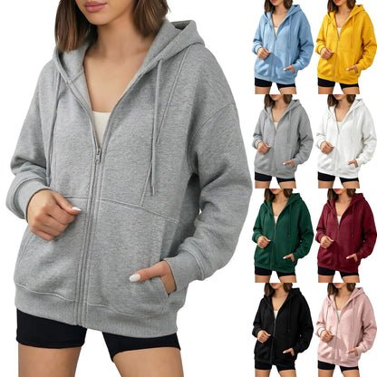 Zip Up Hoodies for Women Long Sleeve Oversized Hooded Sweatshirts