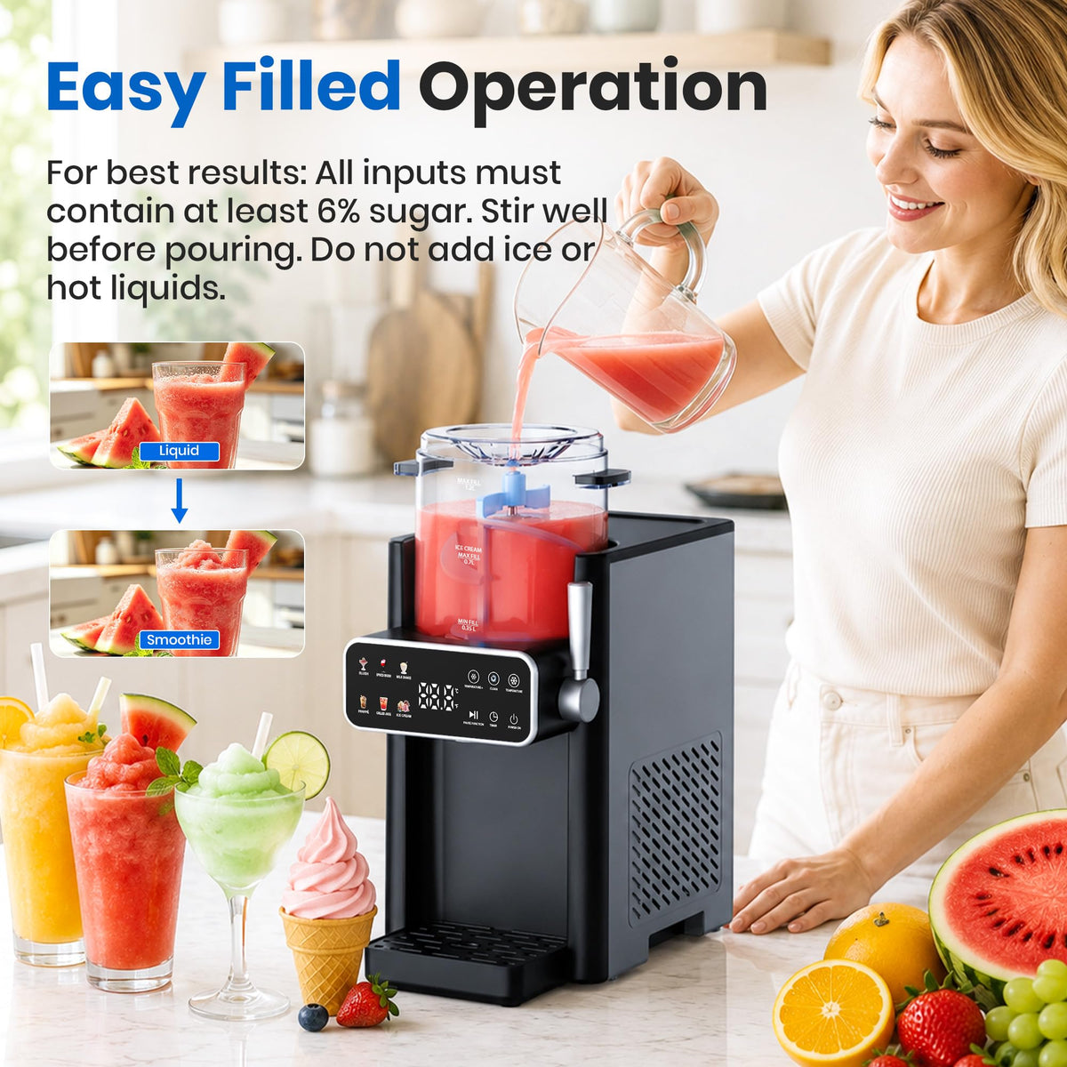 SiroSage Slushie Machine for Home, No Ice Needed Ice Cream Maker, Black