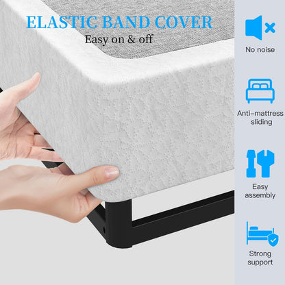 Queen Box Spring, 8 Inch Box Spring for Queen Bed, 2500 lbs Heavy Duty Metal Frame Mattress Foundation with Fabric Cover, Easy Assembly-Noise Free