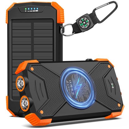 BLAVOR Solar Power Bank 10,000mAh, Wireless Portable Charger, 20W Fast Charging External Battery Pack with USB C for Cell Phones, Solar Panel Charger with Flashlight and Compass for Camping Outdoor