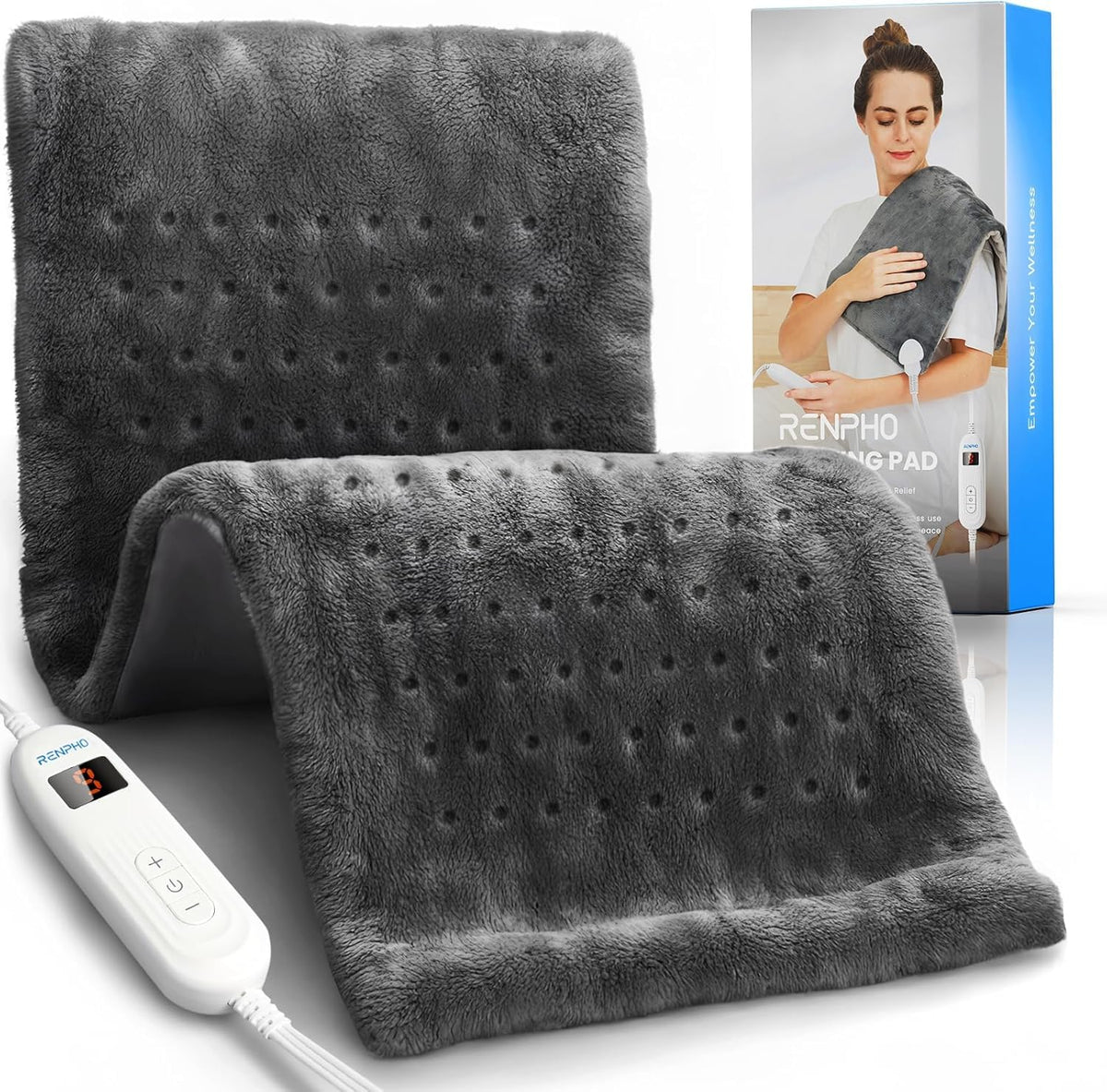 RENPHO Heating Pads Electric, 24"X12" Heat Pad Moist and Dry Heat