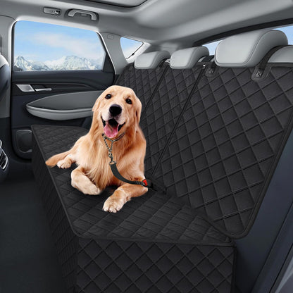 Portin Dog Car Seat Covers Pet Seat Cover, Waterproof Nonslip Bench Rear Seat Cover Compatible for Middle Seat Belt Fits Most Cars Trucks and SUVs MPVs (Black-Large Size, 60in Wide)
