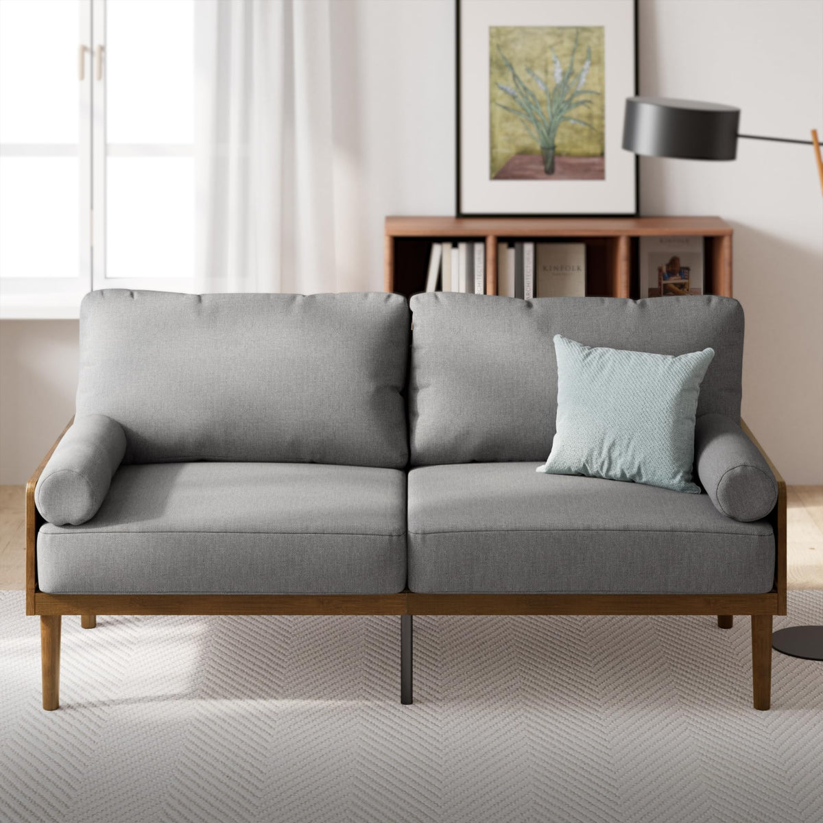Zinus 68 Inch Sofa - Denzel Bamboo Sofa - Affordable Couch for Living Room, Office, and Play Room, with Sustainable Bamboo and Durable Steel, Easy Assembly, Dark Grey