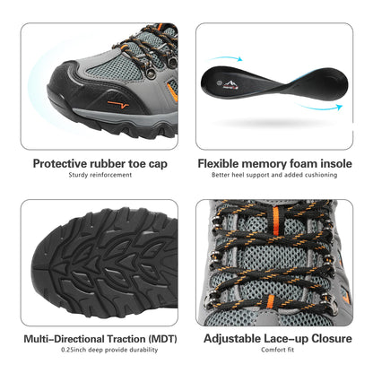 NORTIV 8 Men's Waterproof Hiking Shoes Outdoor Trailing Trekking Camping Walking Shoe Quest,Size 10,Black/Dark/Grey/Orange,Quest-1