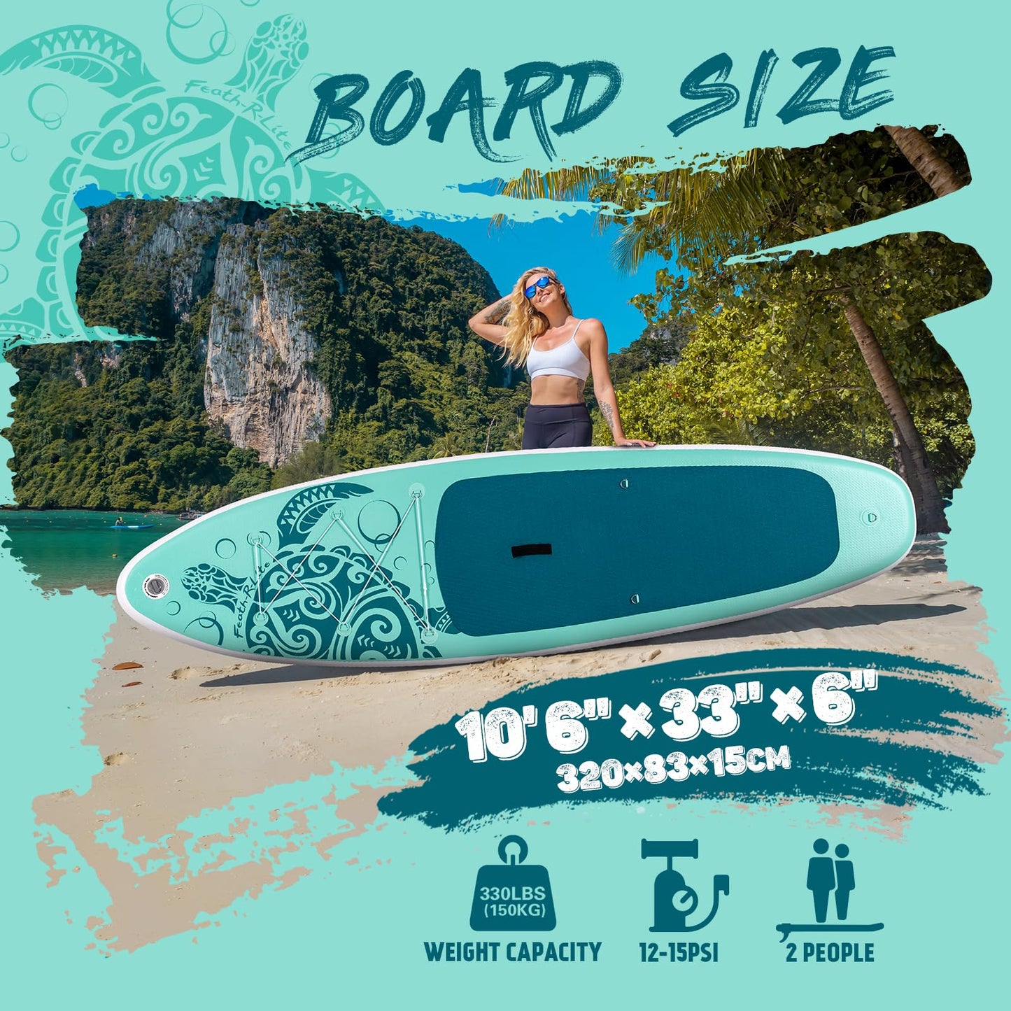FEATH-R-LITE Inflatable Stand Up Paddle Board with Beginner SUP Accessories