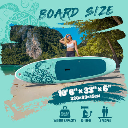 FEATH-R-LITE Inflatable Stand Up Paddle Board with Beginner SUP Accessories