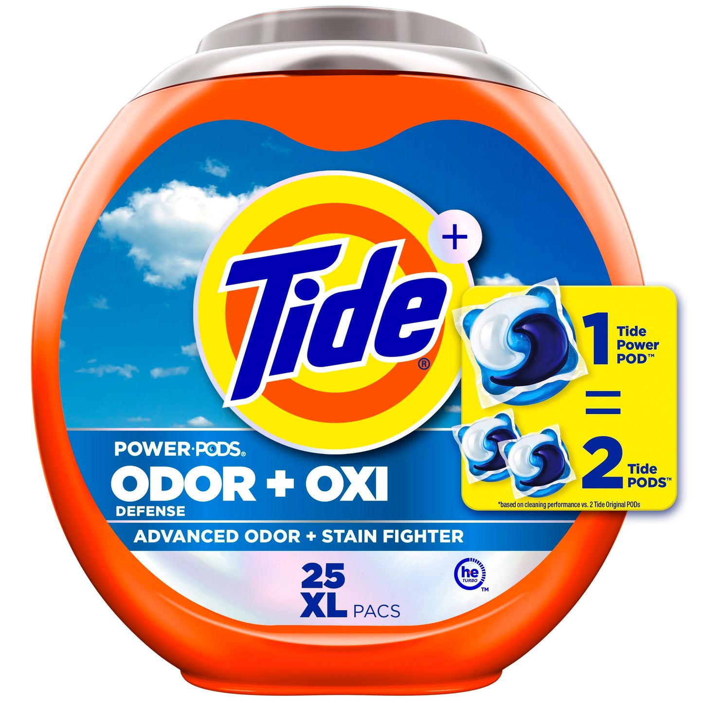 Tide Odour + Oxi Laundry Detergent Pacs, Original Scent, Advanced Odour + Stain Fighter, laudry soap washing detergent pacs, 25 Count
