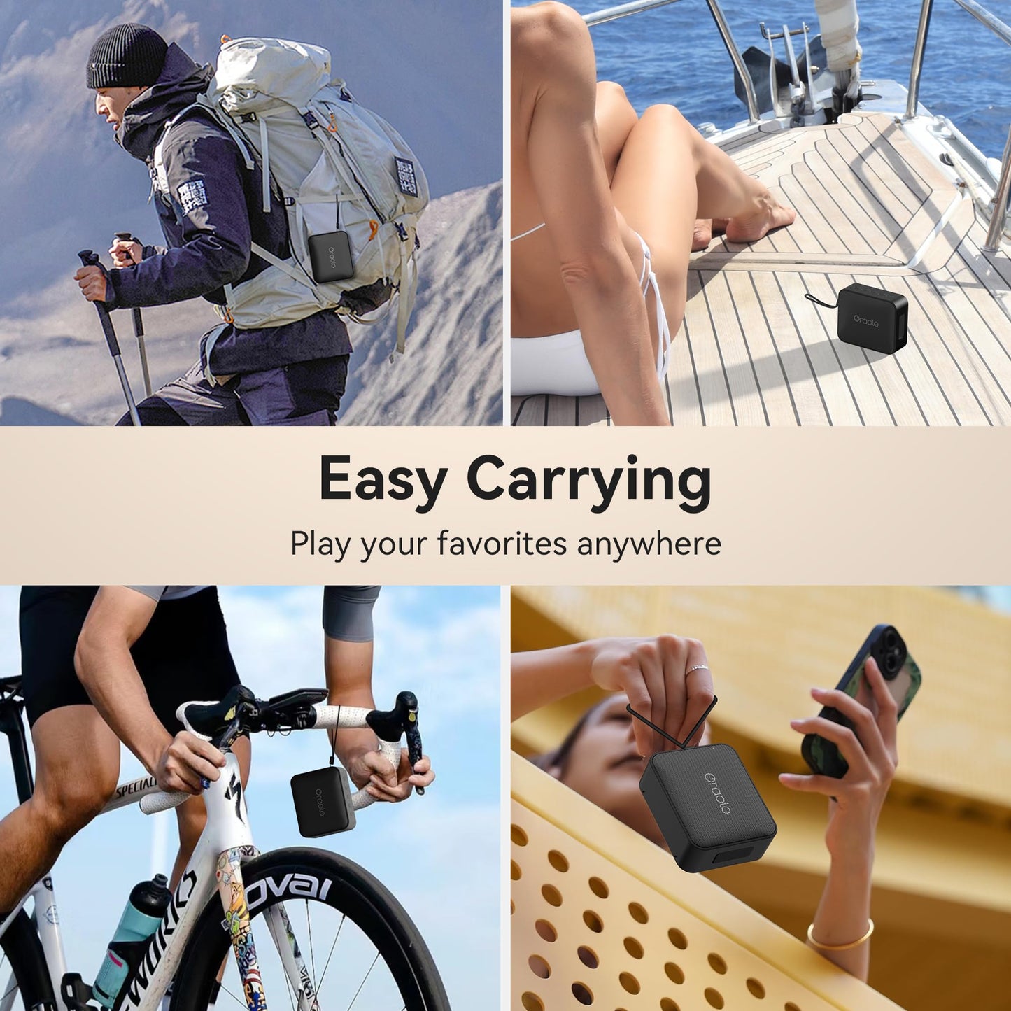 Oraolo Bluetooth Speaker, IPX7 Waterproof Portable Bluetooth Speaker with Stereo Sound, Bluetooth 5.0, TWS Pairing, Support AUX/TF Card, Small Wireless Speaker for Home, Shower, Outdoors, Travel