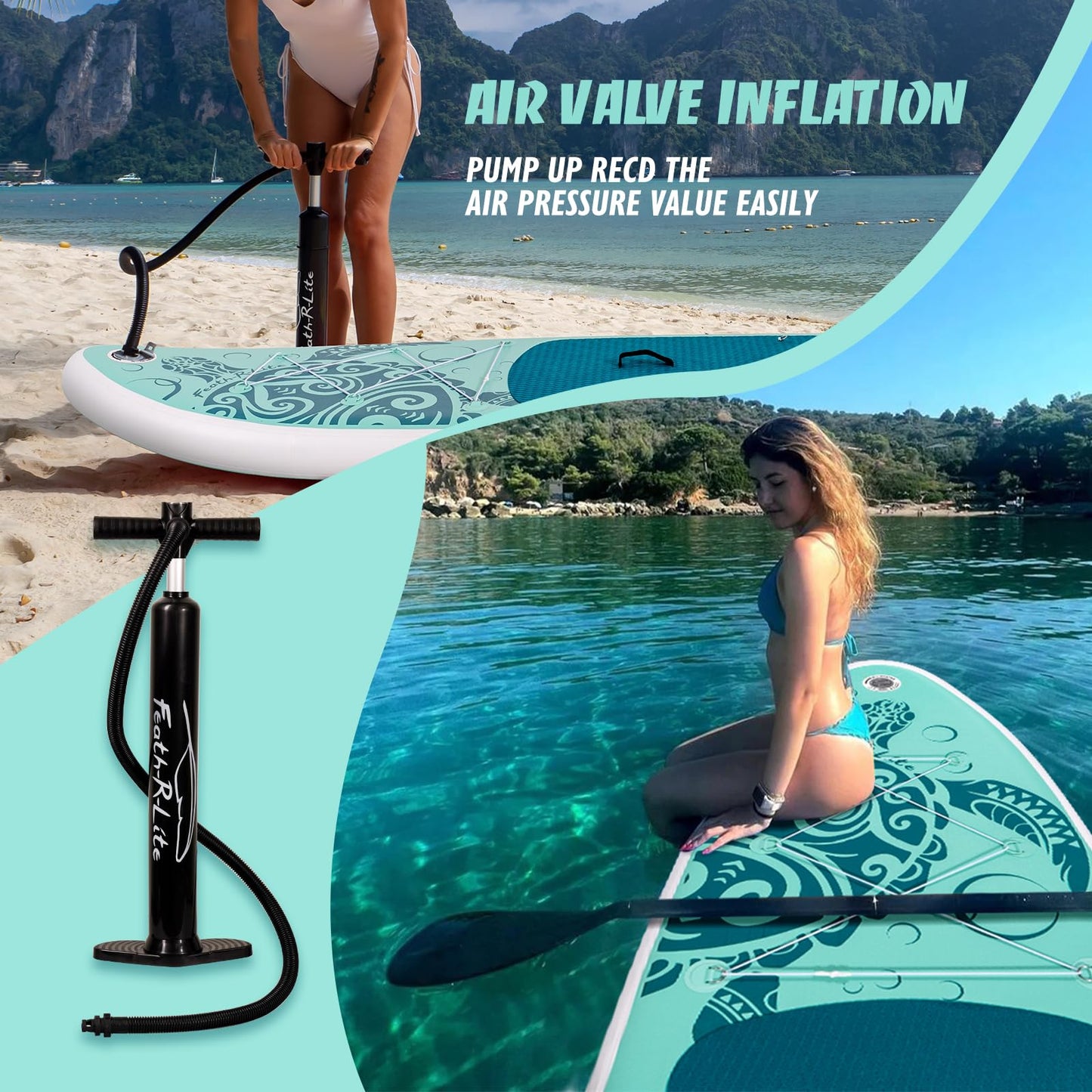 FEATH-R-LITE Inflatable Stand Up Paddle Board with Beginner SUP Accessories