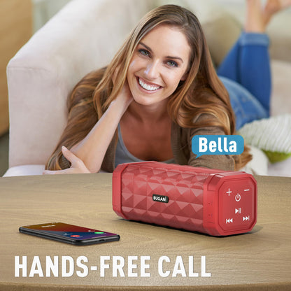 Bluetooth Speaker BUGANI Speaker Wireless, Louder Volume, Stereo Sound, 24H Playtime, 100ft Wireless Range, IPX5 Waterproof, Hands Free Calls, Built-in Mic, Portable Speaker for Home, Outdoor, Red