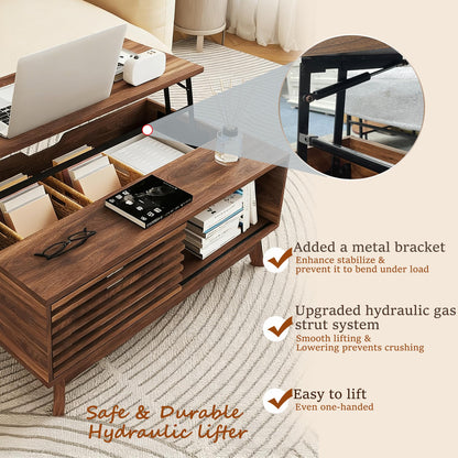 HAIOOU Lift Top Coffee Table with Storage for Living Room 35.4" Walnut