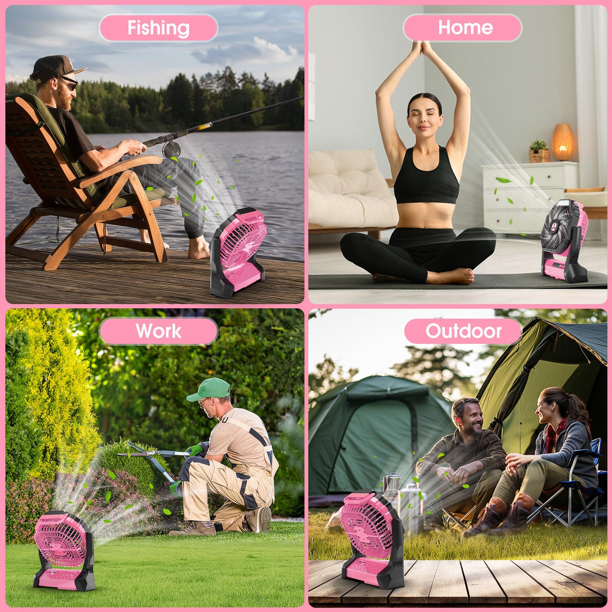 Camping Fan with LED Light, 20000mAh Rechargeable Battery Powered Fan