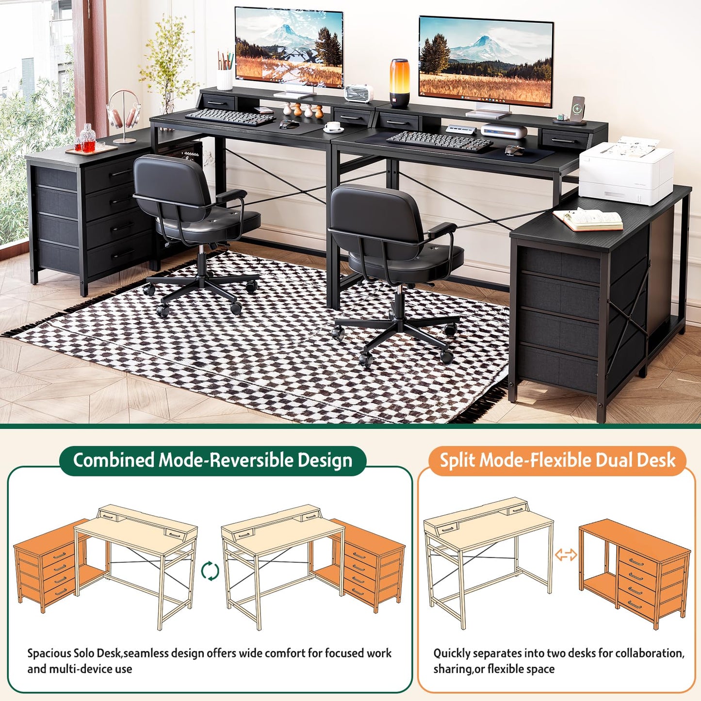 L Shaped Computer Desk with 4 Drawers Reversible Side Storage Shelves 39.3 Inch Office Corner Desk Computer Table Writing Study Table for Home Office Bedroom Small Space