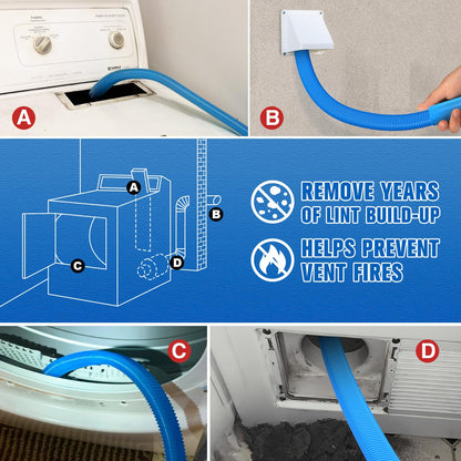 Sealegend 1 Piece Dryer Vent Cleaning Kit, Dryer Vent Cleaner Dryer Lint Vacuum Attachment with Stretch Connector Compatible with All Vacuum Cleaner Vacuum Hose Lint Remover, Blue 31.5 Inch