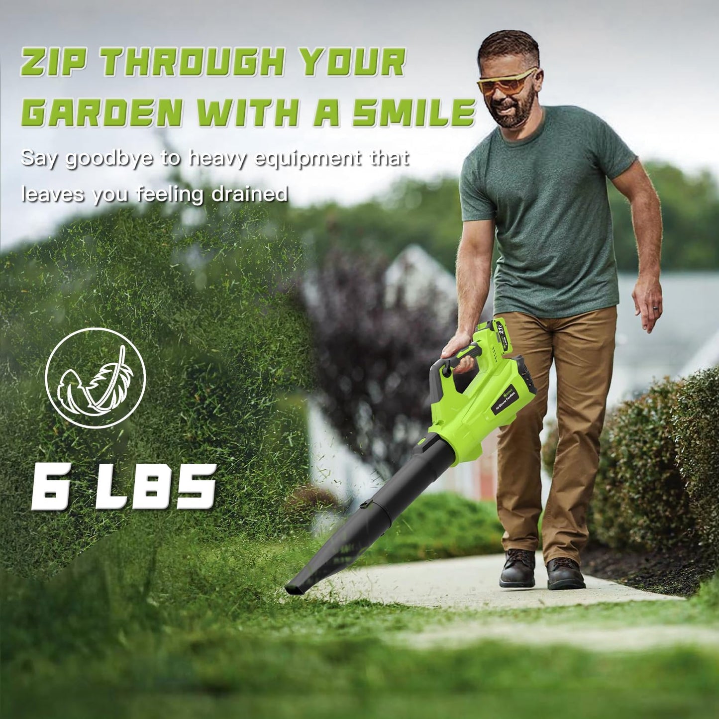 GREENER 21V Leaf Blower Cordless - 600CFM/160MPH Turbo Mode Electric Leaf Blower with 2 X 5.0Ah Battery and Fast Charger Included, Blowing Leaves and Dust, Patio Cleaning