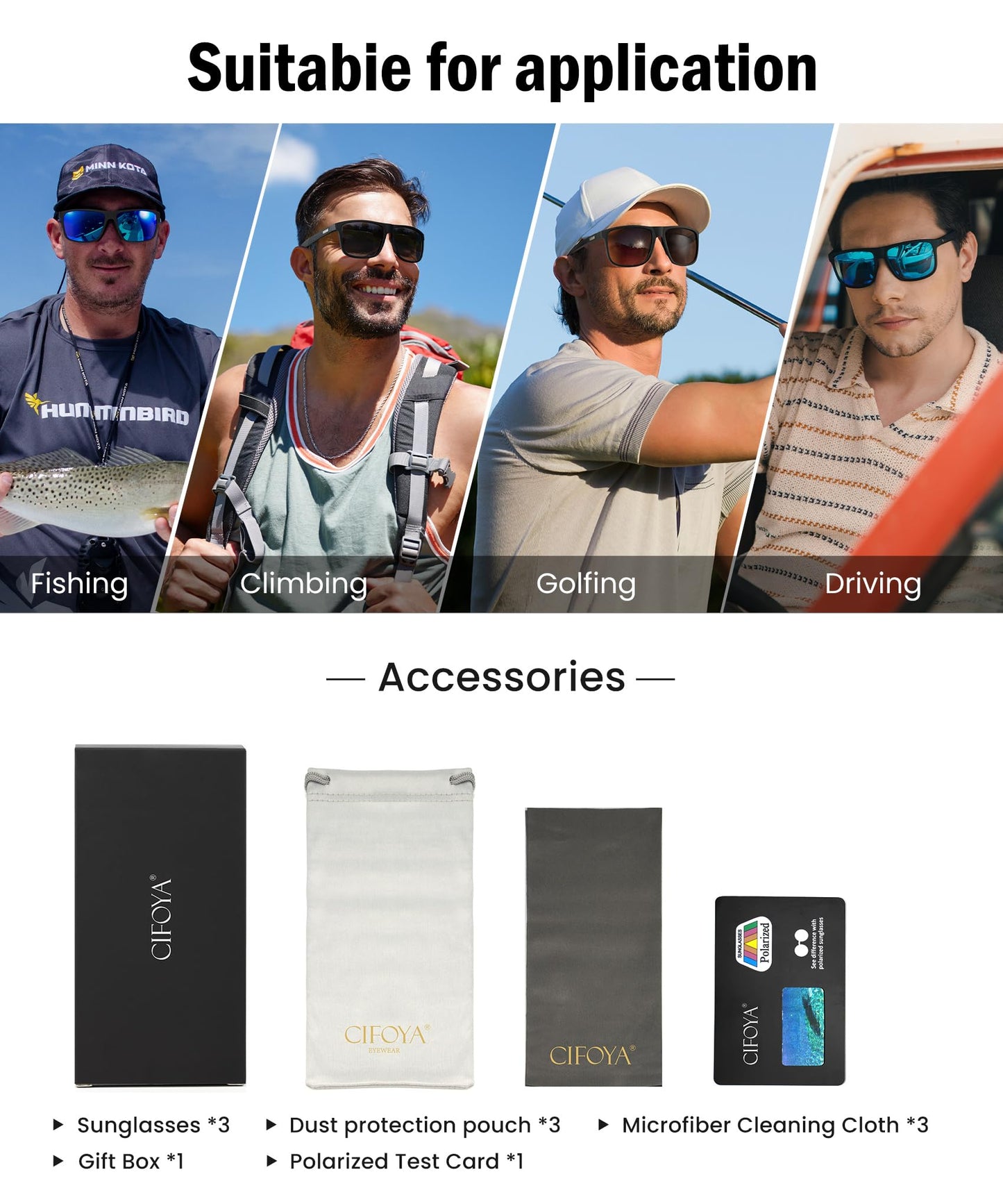 CIFOYA Sunglasses-for-Men Polarized Mens Sunglasses: Retro Sun glasses with UV Protection for Driving Fishing Golf