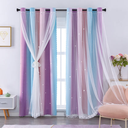 XiDi Blackout Rainbow Curtains 2 Panels for Girls Kids Bedroom Nursery Living Room Decor Rideaux Occultants Drapery with Eyelet for Windows W52xL84 Inch Wall Decals