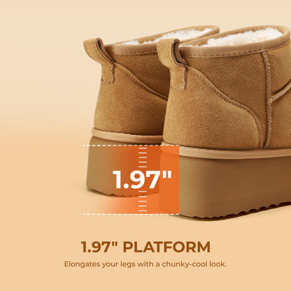 DREAM PAIRS Women's Platform Mini Winter Snow Boots,Chestnut,7