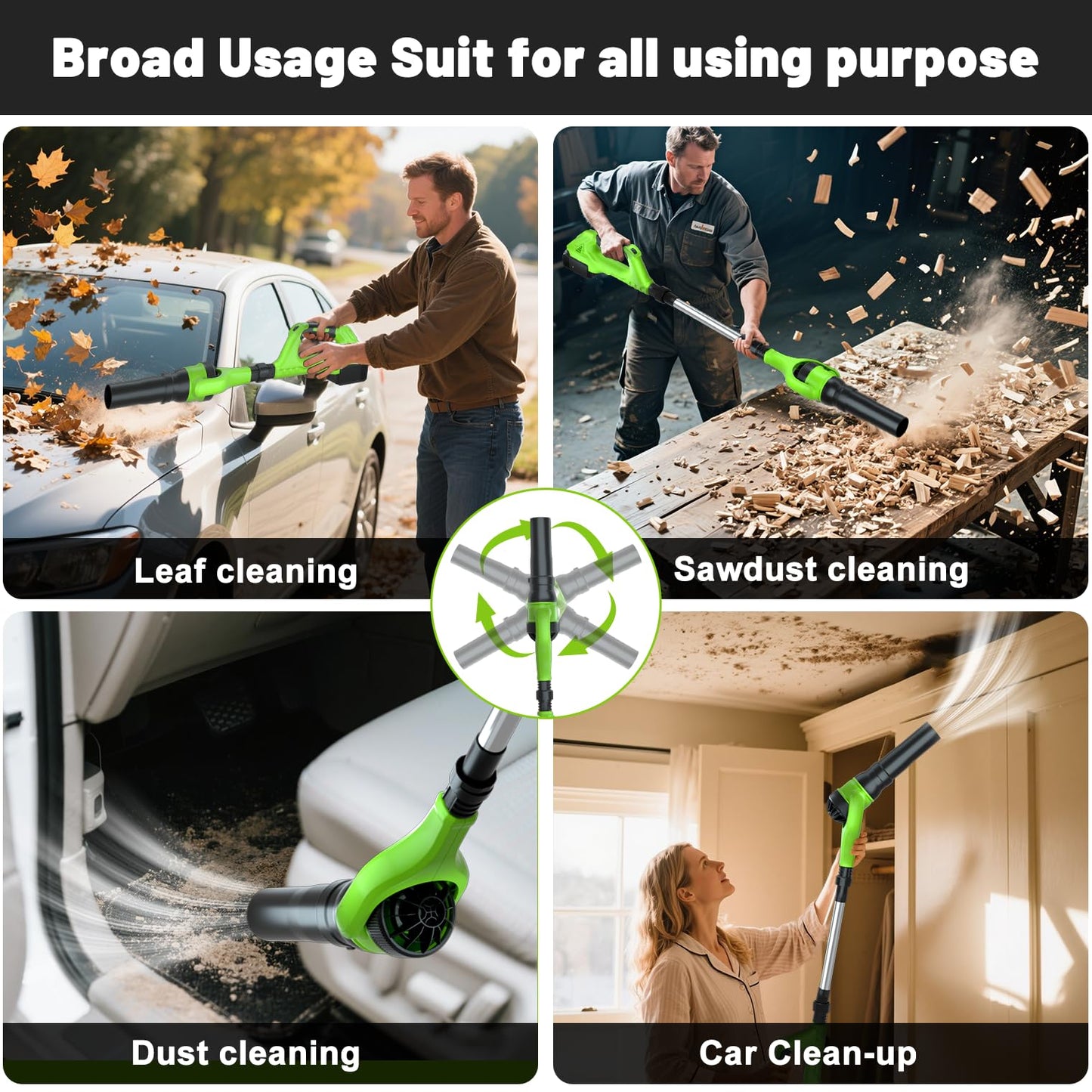 Leaf Blower Cordless, 21V Electric Leaf Blower Cordless with 2 Batteries