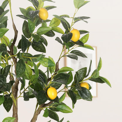 PHYTREE 6FT Artificial Lemon Tree with White Tall Planter & Fruits