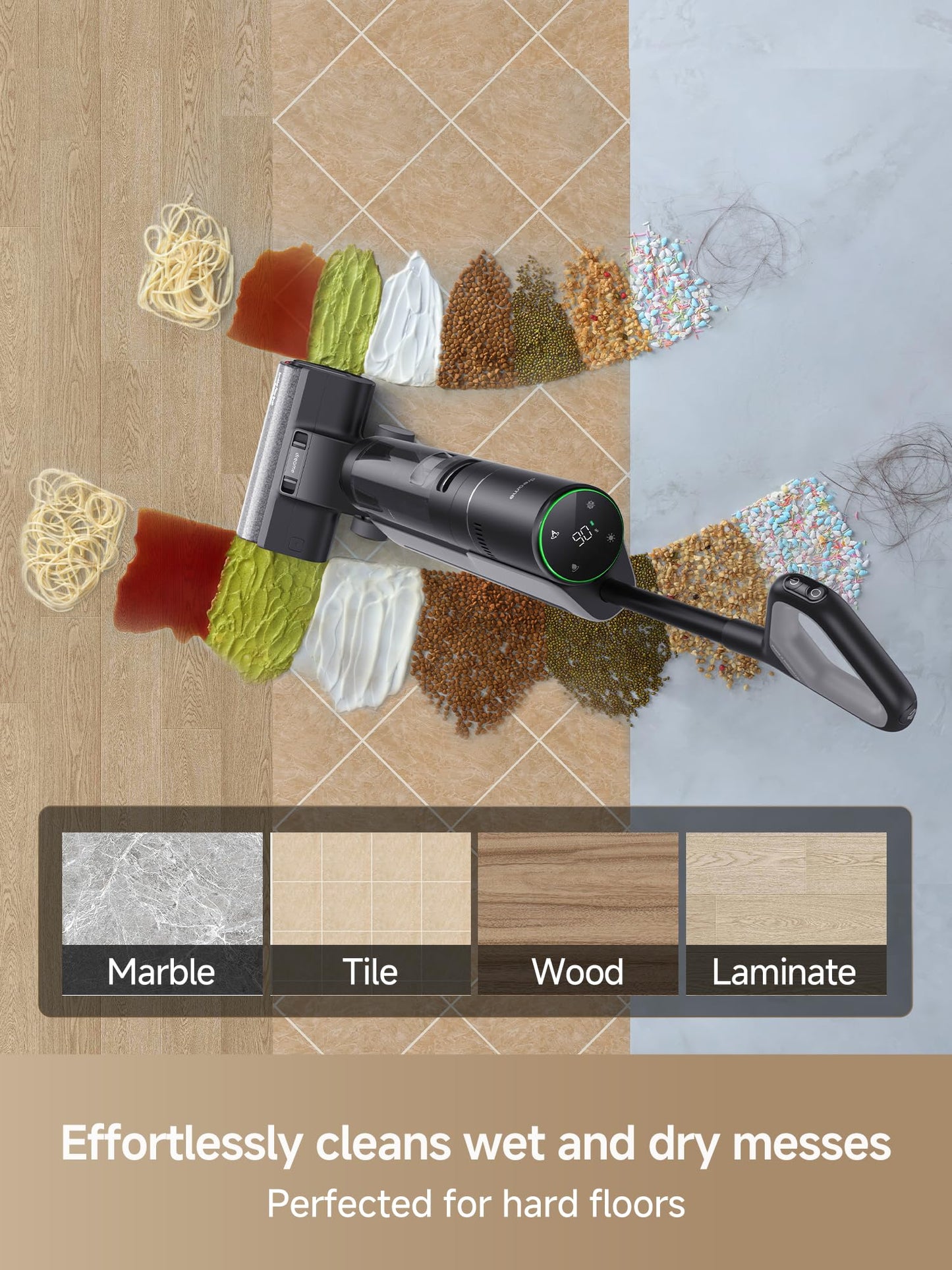 DREAME H12 Pro Wet Dry Vacuum Cleaner, Smart Floor Cleaner Cordless Vacuum and Mop for Hard Floors, One-Step Edge to Edge Cleaning with Hot Air Drying