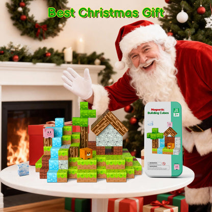 Magnetic Blocks Magnetic Building Blocks Cubes - 35PCS Tin Box Magnet Toys Travel Set STEM Educational for Kids Ages 4-8, 6-8, 8-12 Year Old Boys and Girls Birthday Christmas